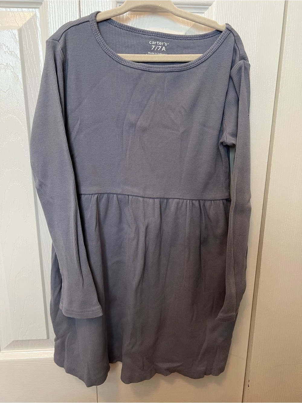 carter's Long Sleeve Girls' Periwinkle colored Knit Dress - Size 7